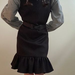 Rachel Zoe frill seersucker little black dress